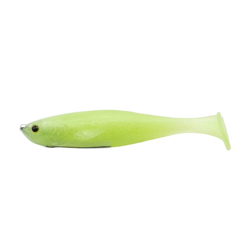 Geecrack Crackdown 6 inch line-through soft swimbait in Clear Chart #007