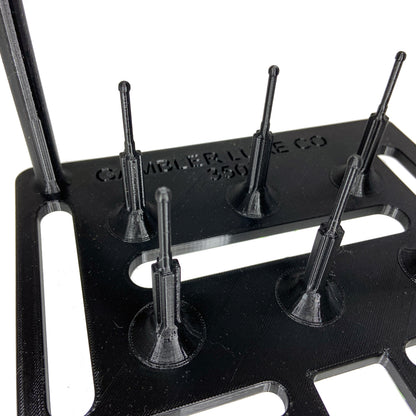 Close-up of the Gambler Lure Co. 3505 insert tray with vertical posts for holding urchin baits upright