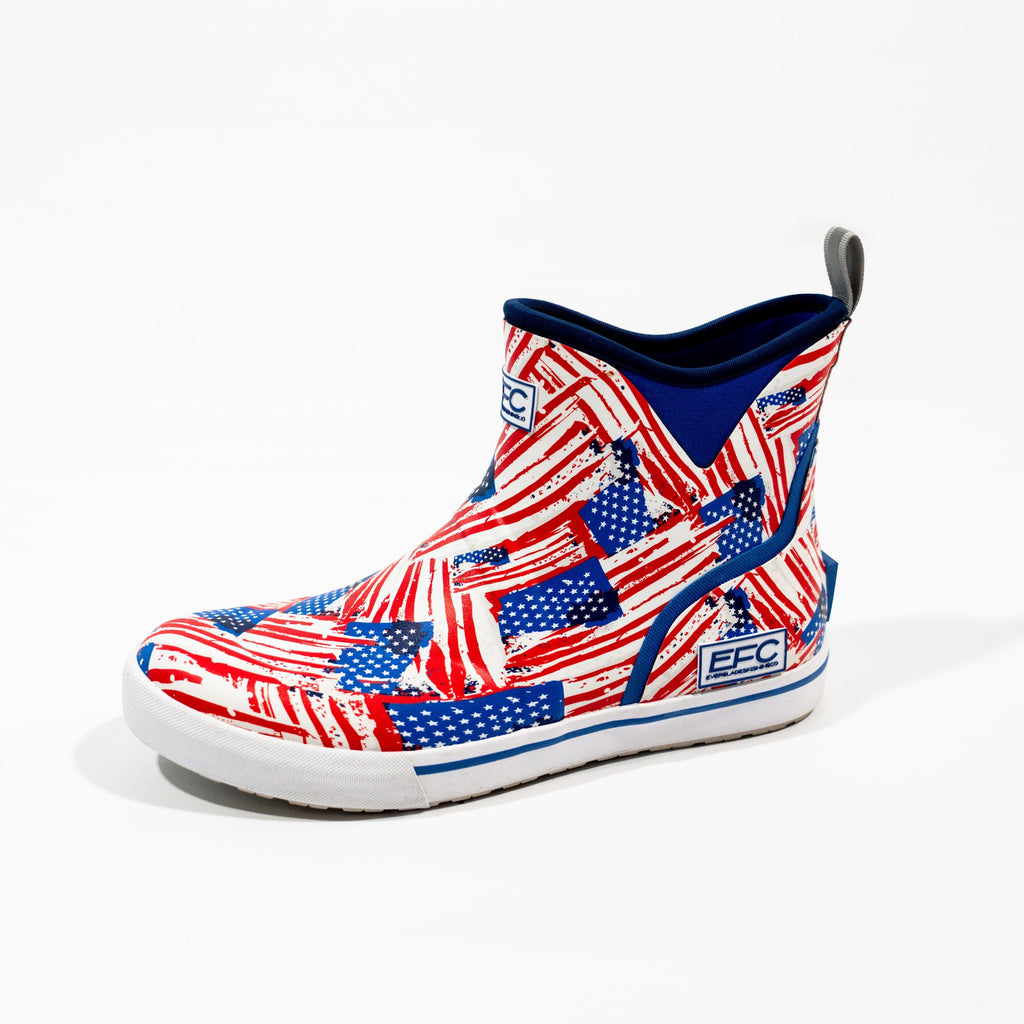 Everglades Fishing Co. LFG Deck Boot in the USA Limited Edition colorway, pair shown side by side