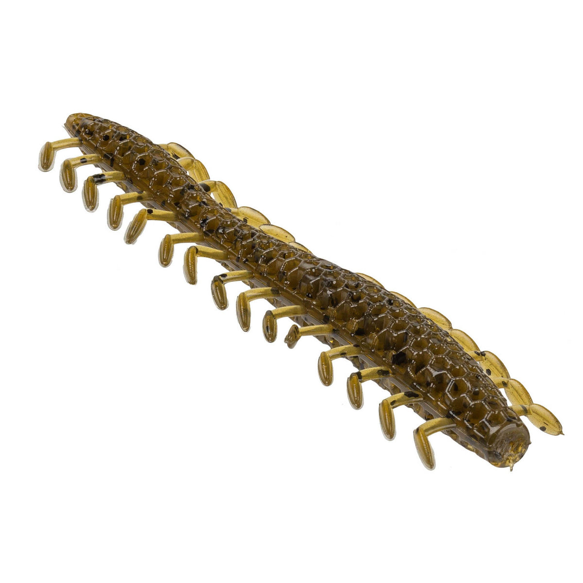 NetBait HexTek Dirty 30 5 inch soft plastic worm in Green Pumpkin, showing the 30 forward-facing legs