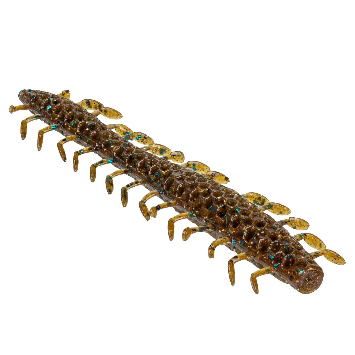 NetBait HexTek Dirty 30 5 inch soft plastic worm in Tilapia Magic, showing the 30 forward-facing legs