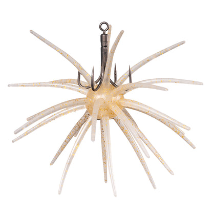 BKK Hyperlatch Quad-Urchin hook rigged with an urchin-style soft bait locked in center