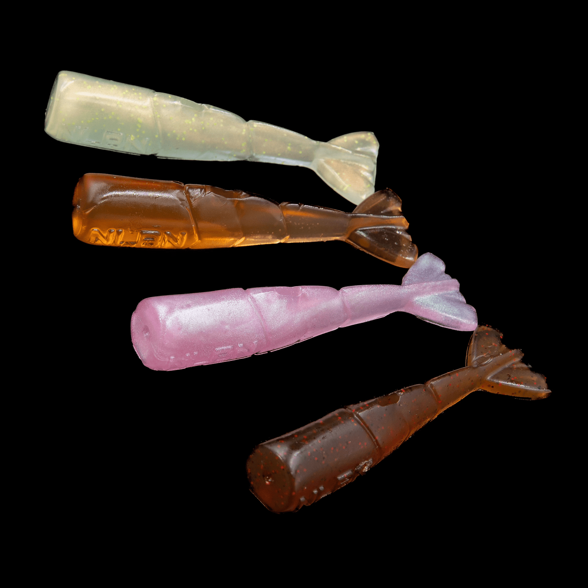 NLBN 3 inch shrimp tail soft baits, full color range