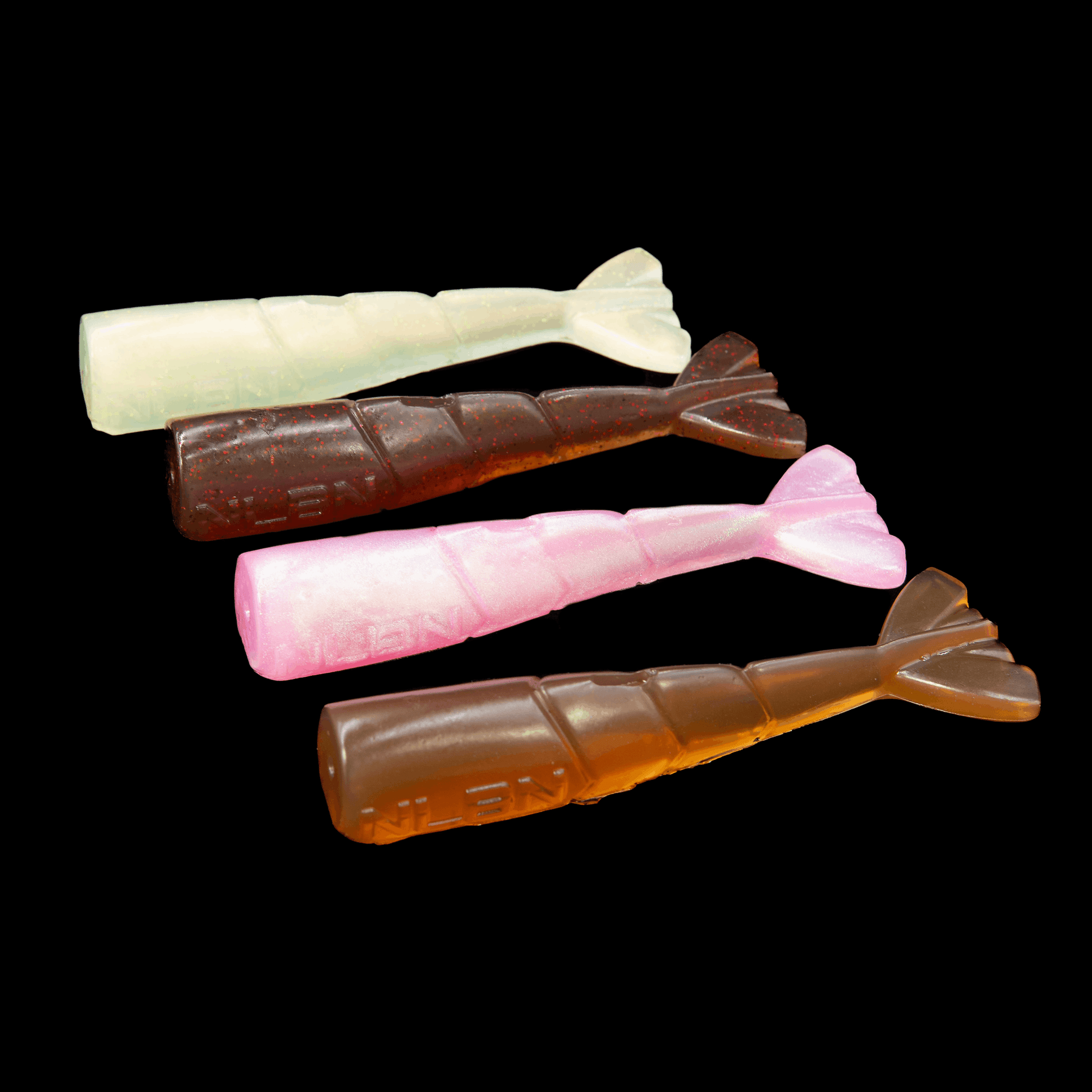 NLBN 4 inch shrimp tail soft baits, full color range
