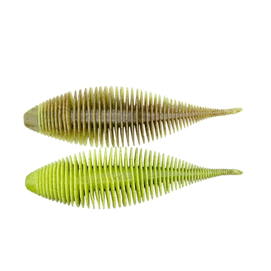 Geecrack Bellows Shad 6.8 inch soft plastic swimbait worm in Green pumpkin/Chart #220