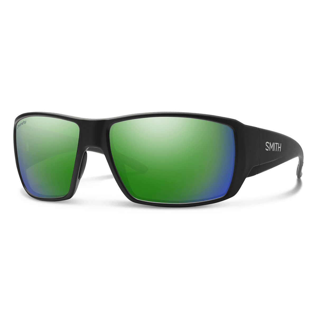 Smith Guide's Choice sunglasses — Matte Black  | ChromaPop Glass Polarized Green Mirror