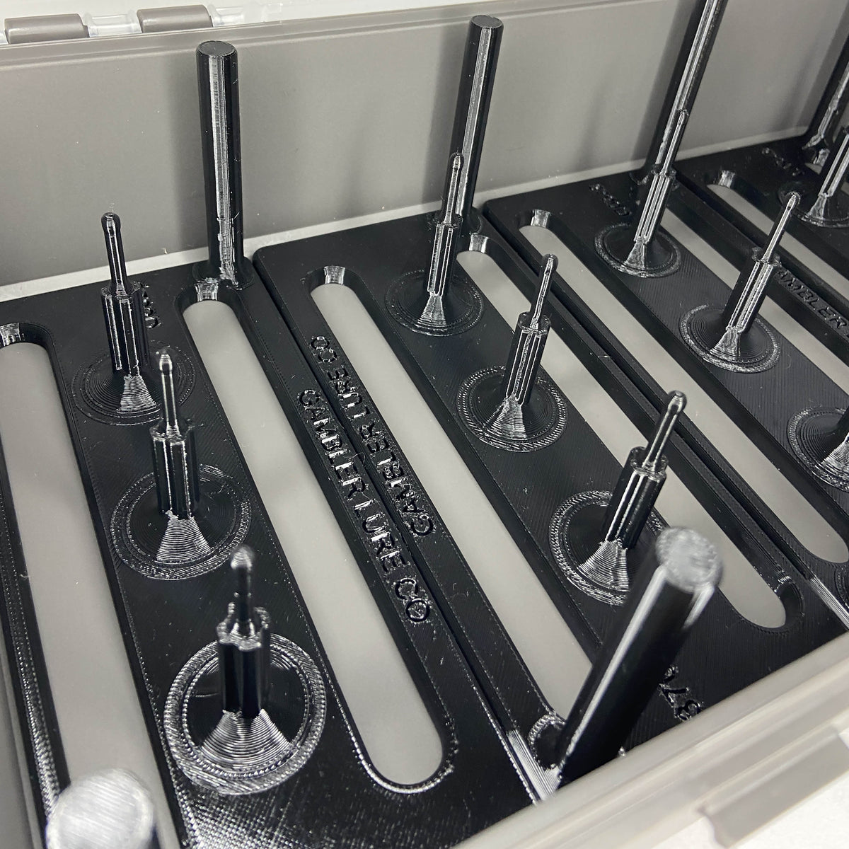 Close-up of the vertical prongs on the Gambler urchin bait storage insert