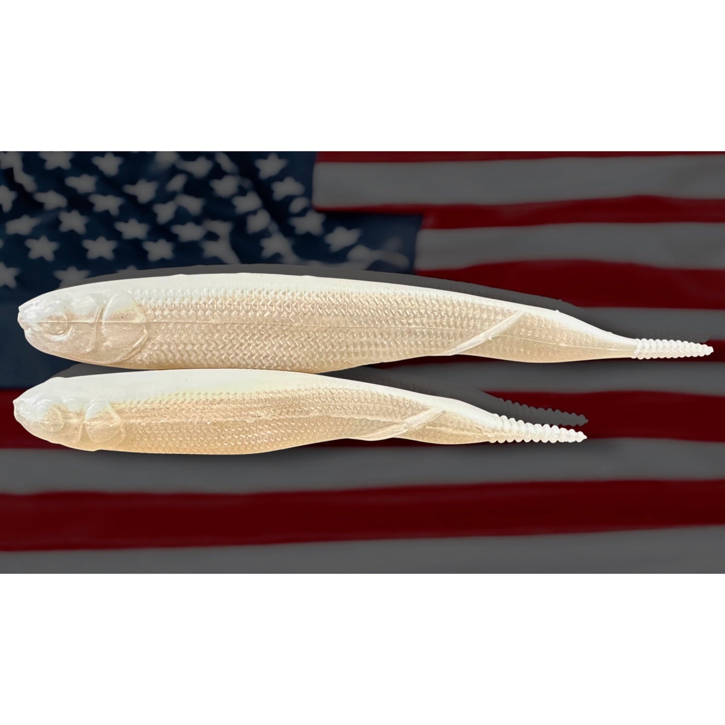 Missile Baits Freedom Flyer soft plastic minnows lined up in multiple colors