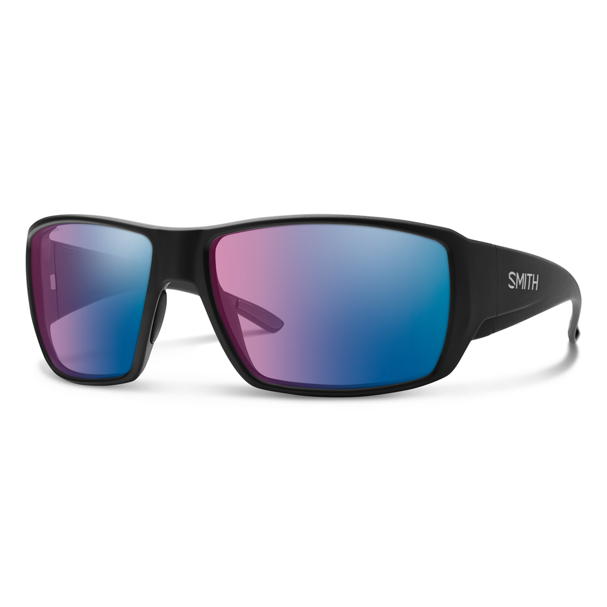 Smith Guide's Choice sunglasses — Matte Black | ChromaPop Glass Polarchromic Rose Blue Mirror