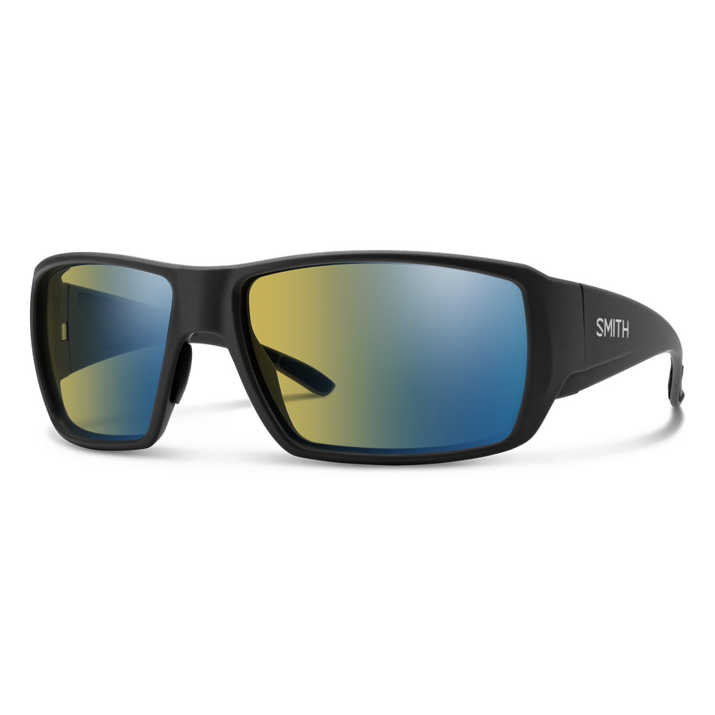 Smith Guide's Choice XL sunglasses — Matte Black | ChromaPop Glass Polarchromic Yellow Blue Mirror