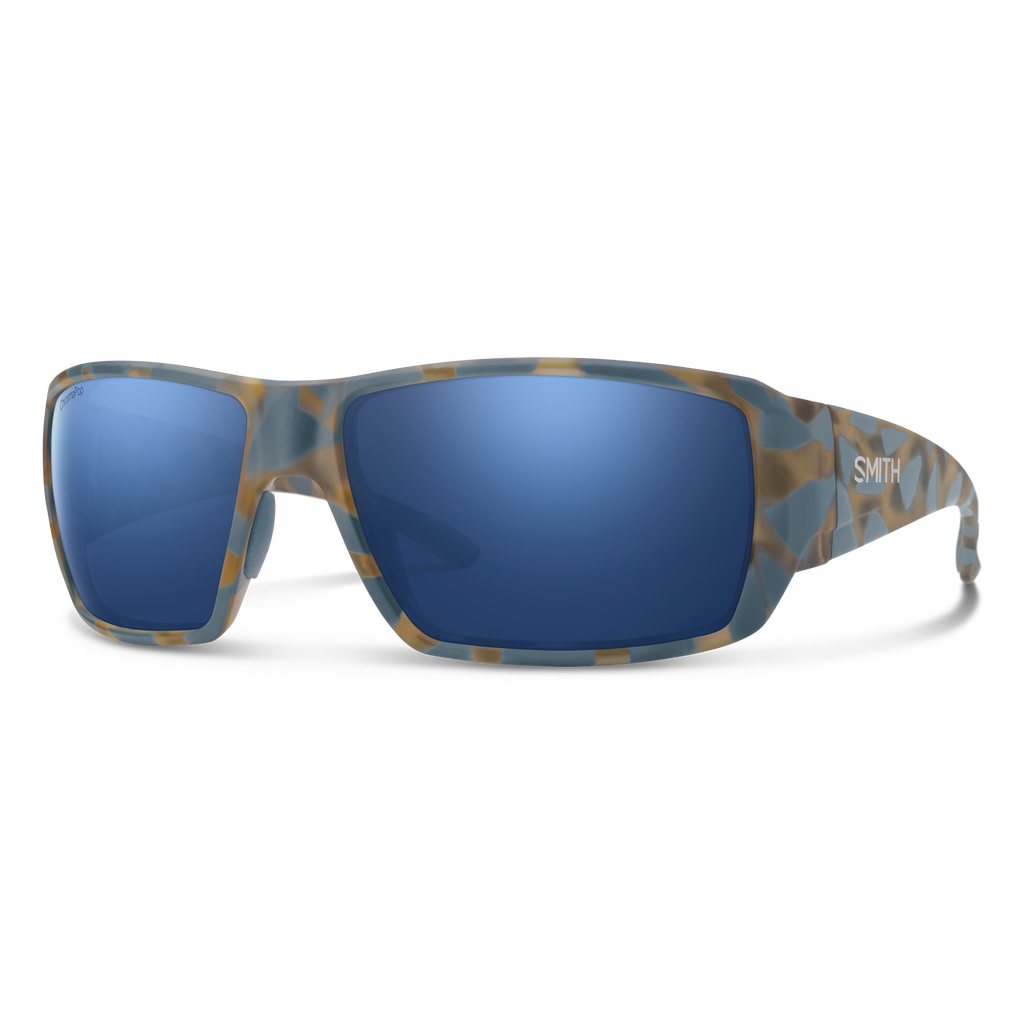 Smith Guide's Choice XL sunglasses — Matte Flint / Tarmac Tortoise | ChromaPop Glass Polarized Dark Blue Mirror