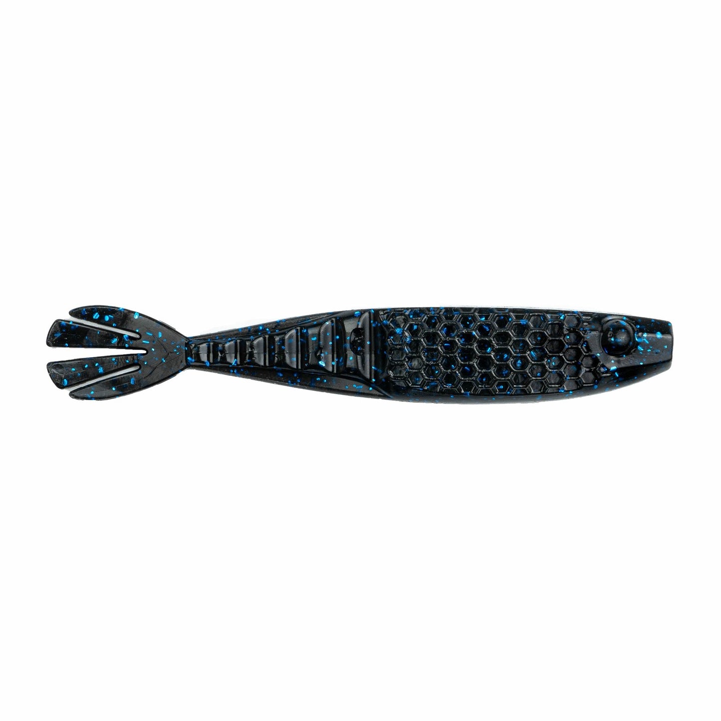 NetBait HexTek Whiptail Shad 4.25 inch in Black Blue Flake