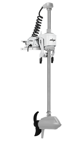 Power Pole MOVE PV brushless trolling motor in white with a 45-inch shaft.