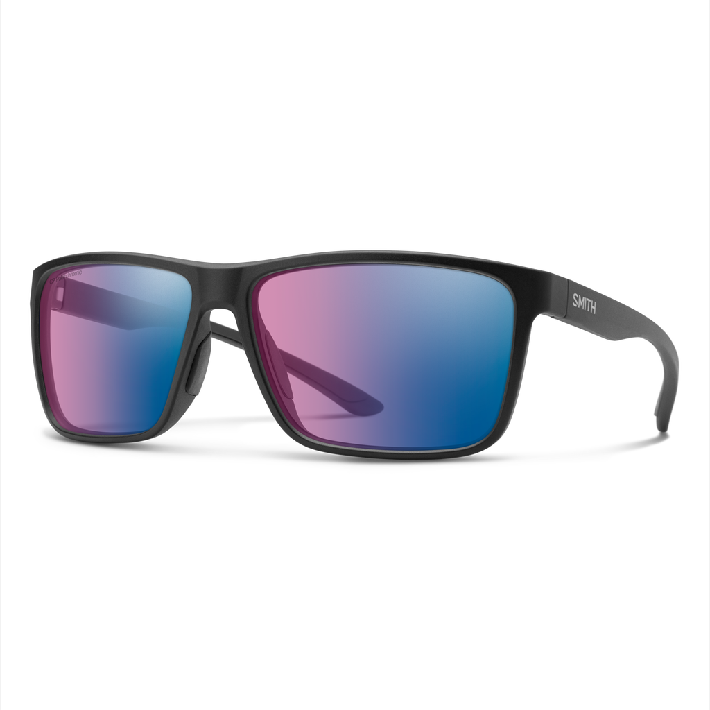 Smith Riptide sunglasses — Matte Black | ChromaPop Glass Polarchromic Rose Blue Mirror