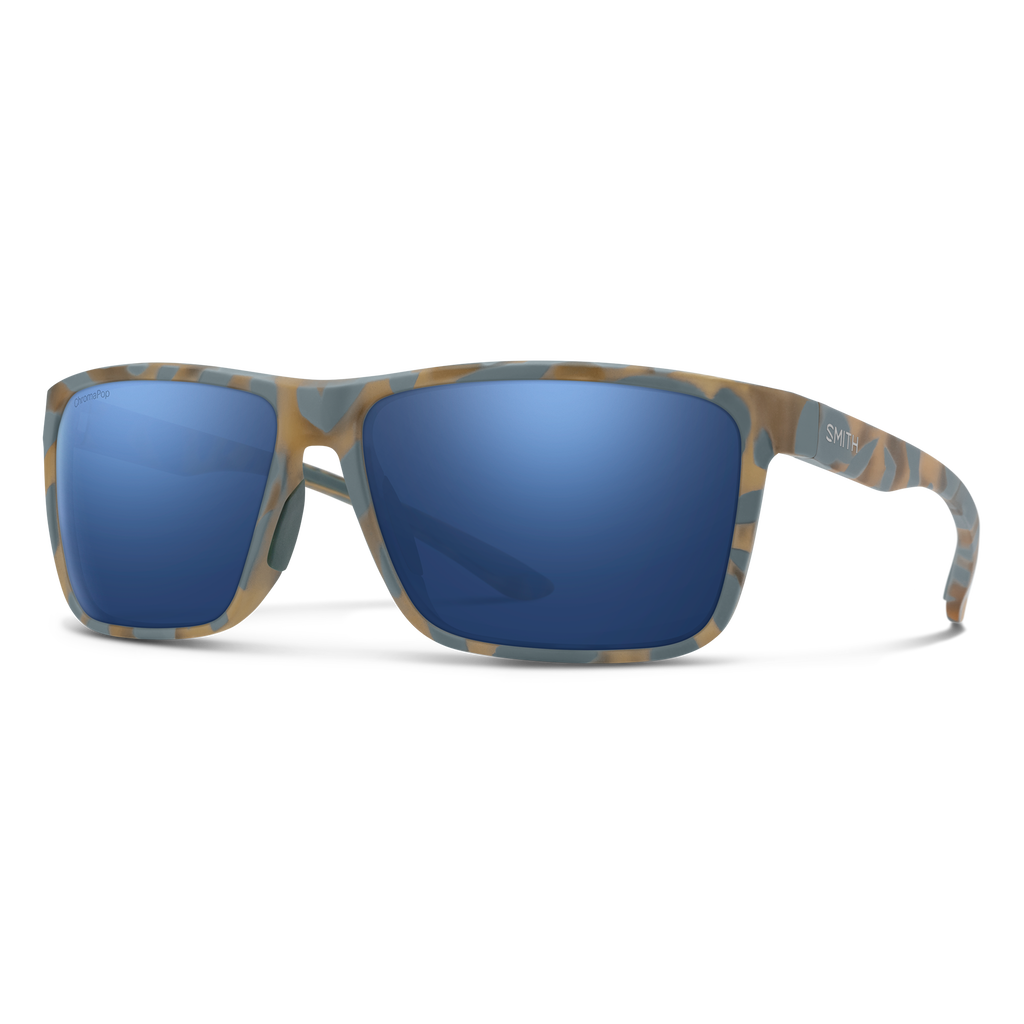 Smith Riptide sunglasses — Matte Flint / Tarmac Tortoise | ChromaPop Glass Polarized Dark Blue Mirror