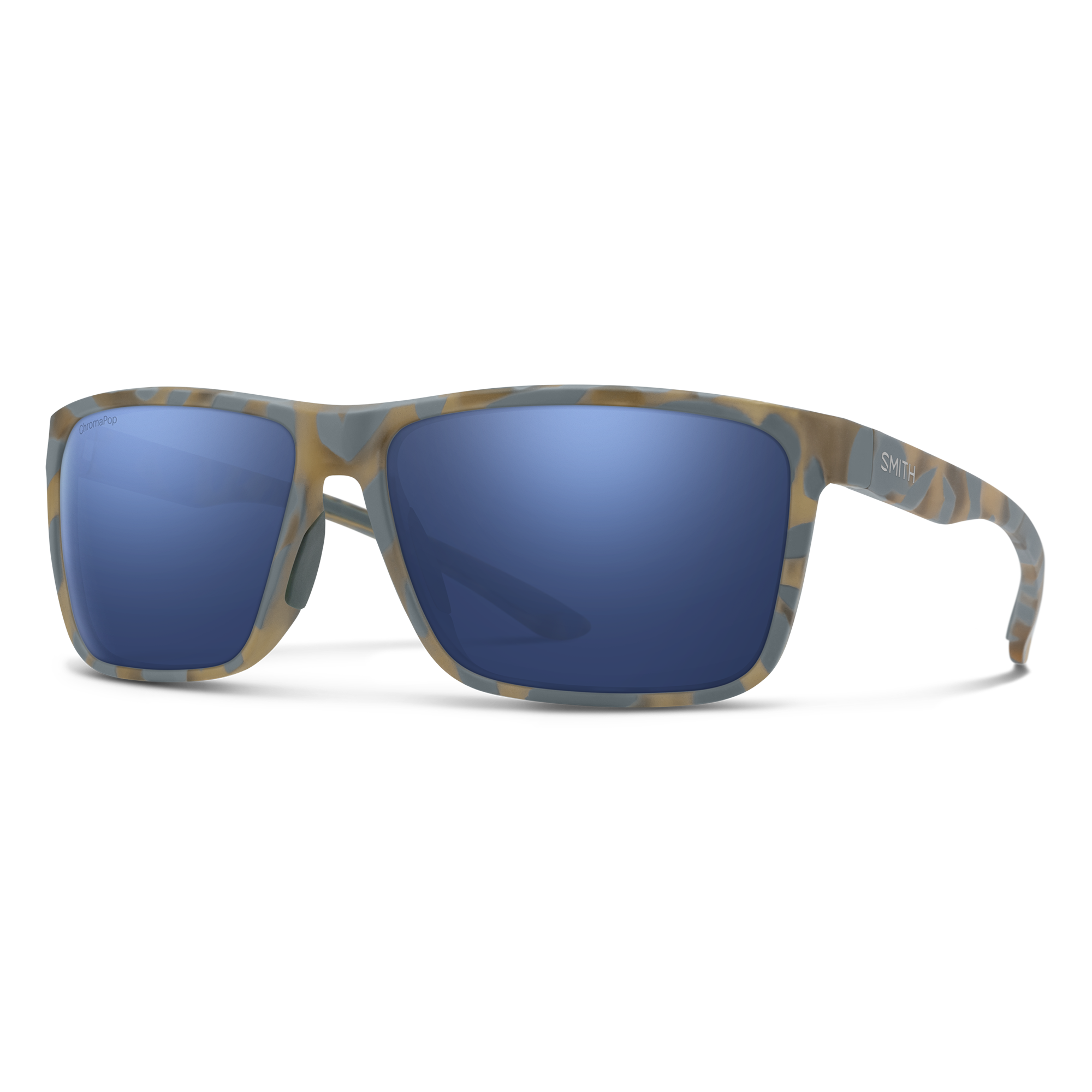 Smith Riptide sunglasses — Matte Flint / Tarmac Tortoise | ChromaPop Glass Polarized Dark Blue Mirror